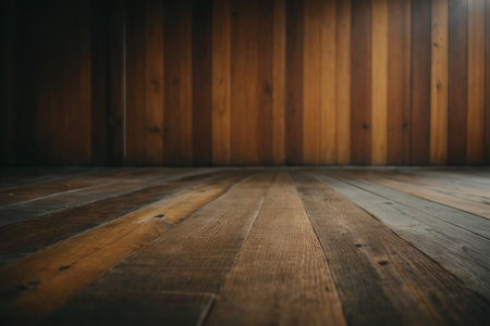 Just above the view of the wooden background. wooden table planks to use as a background or textureの写真素材