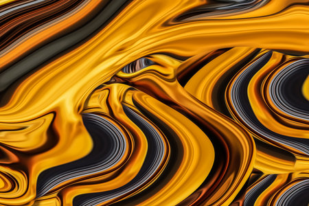 Beautiful abstraction of liquid paints in slow blending flow mixing together gentlyの写真素材