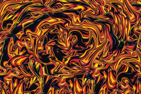 Beautiful abstraction of liquid paints in slow blending flow mixing together gentlyの写真素材