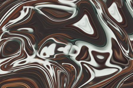 Beautiful abstraction of liquid paints in slow blending flow mixing together gentlyの写真素材