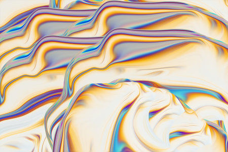 Beautiful abstraction of liquid paints in slow blending flow mixing together gentlyの写真素材