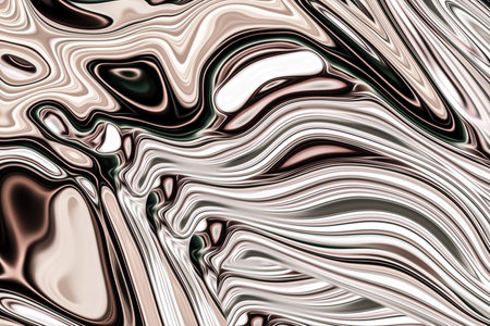 Beautiful abstraction of liquid paints in slow blending flow mixing together gentlyの写真素材