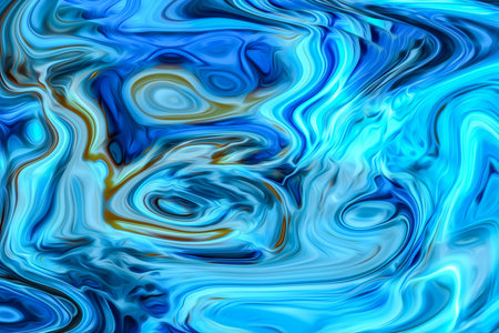 Beautiful abstraction of liquid paints in slow blending flow mixing together gentlyの写真素材