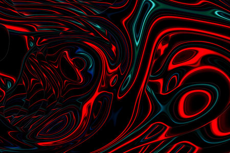Beautiful abstraction of liquid paints in slow blending flow mixing together gentlyの写真素材