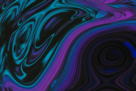 Beautiful abstraction of liquid paints in slow blending flow mixing together gentlyの写真素材