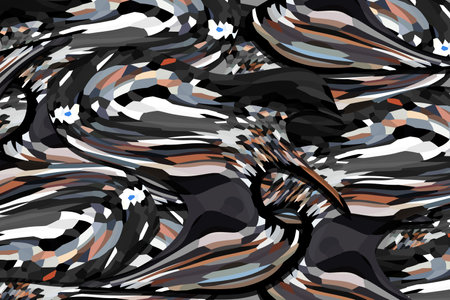 Beautiful abstraction of liquid paints in slow blending flow mixing together gentlyの写真素材