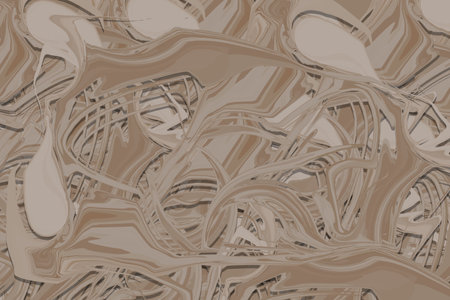 Beautiful abstraction of liquid paints in slow blending flow mixing together gentlyの写真素材