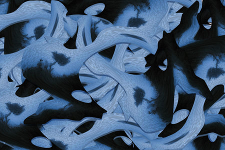 Beautiful abstraction of liquid paints in slow blending flow mixing together gently