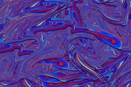 Beautiful abstraction of liquid paints in slow blending flow mixing together gentlyの写真素材