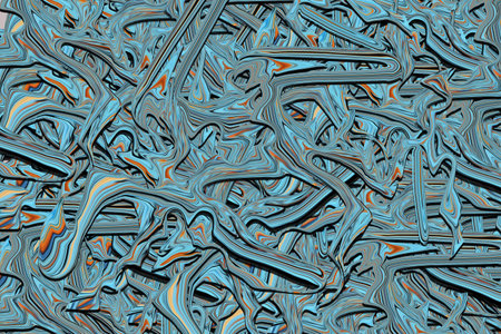 Beautiful abstraction of liquid paints in slow blending flow mixing together gentlyの写真素材