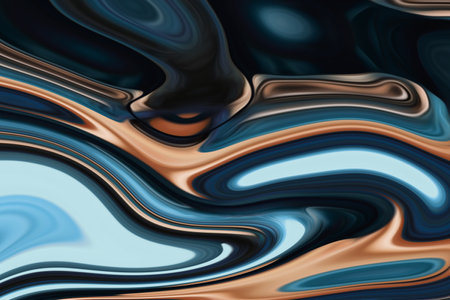 Beautiful abstraction of liquid paints in slow blending flow mixing together gently