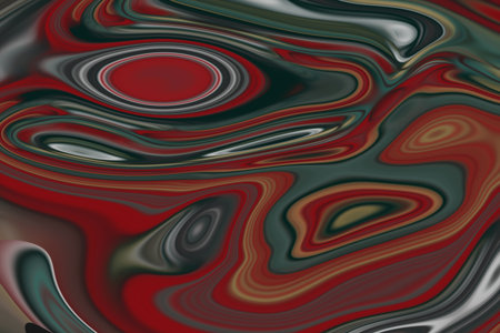 Beautiful abstraction of liquid paints in slow blending flow mixing together gentlyの写真素材