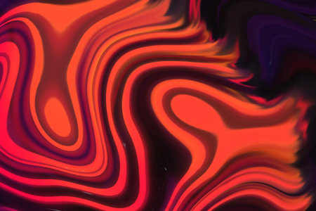 Beautiful abstraction of liquid paints in slow blending flow mixing together gentlyの写真素材
