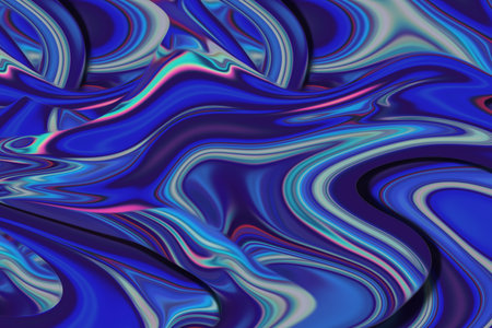 Beautiful abstraction of liquid paints in slow blending flow mixing together gentlyの写真素材