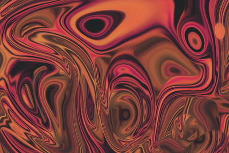 Beautiful abstraction of liquid paints in slow blending flow mixing together gentlyの写真素材