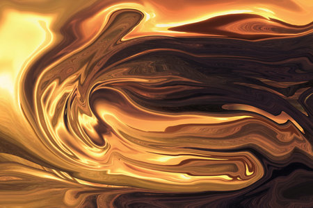 Beautiful abstraction of liquid paints in slow blending flow mixing together gentlyの写真素材