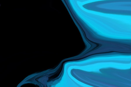Beautiful abstraction of liquid paints in slow blending flow mixing together gentlyの写真素材