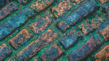 Colorful brick wall with diagonal arrangementの写真素材
