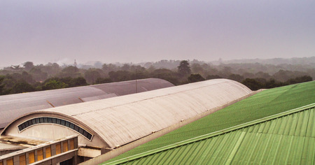 different shapes of roof of industrial buildingの写真素材