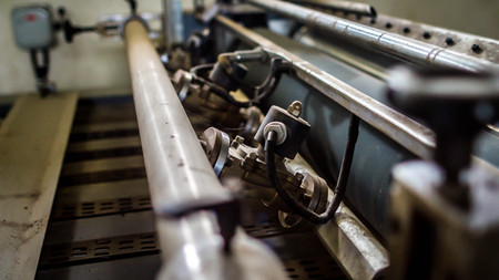 detail look of machine. Industrial machinery system in the seaweed processing factoryの写真素材