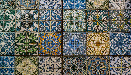 old antique ceramic tile with artistic color and patternの写真素材