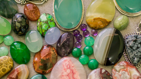 assorted colorful gemstone cabochon. geology and mineral backgroundの写真素材