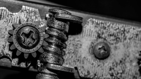 detail closeup of turning pegs of acoustic guitarの写真素材