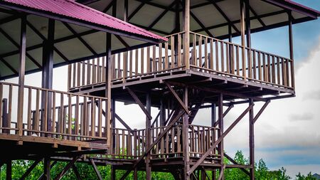 wooden observation tower at Kutai National park, Indonesiaの写真素材