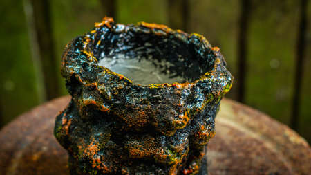 Beautiful artisan pot made from paper waste and concreteの写真素材