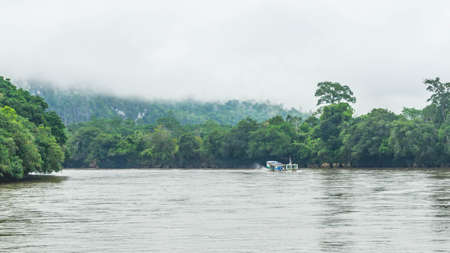 Beautiful landscape of Mahakam Ulu, tropical rainforest on the banks of Mahakam riverの写真素材