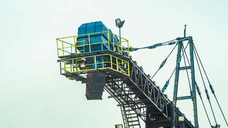 Huge conveyor at Mahakam Riverbank used to load coal to the barge. Industrial and mining backgroundの写真素材