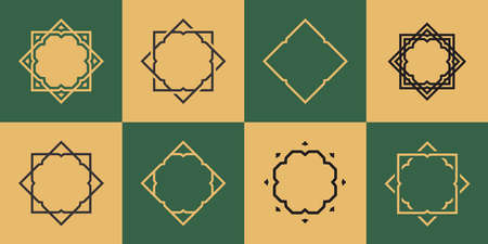 islamic shape with rectangular and hexagonal shapesのイラスト素材