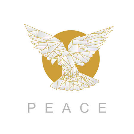 peace logo in the shape of a bird collected from geometric puzzle shapesのイラスト素材
