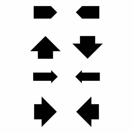 Arrow sign, Black Arrows Set on White Background. Cursor Icon. Vector Pointers Collection. Back, Next Web Page Signのイラスト素材