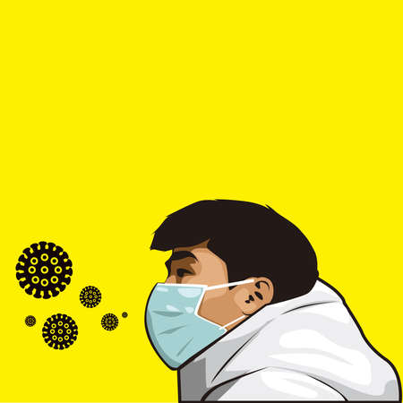 men wear masks,  new normal lifestyle concept, vector illustration.のイラスト素材