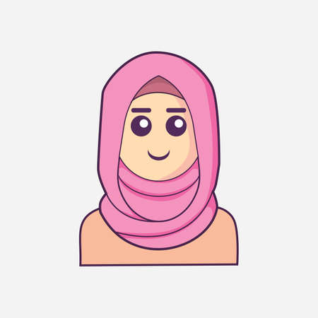 woman muslim avatar, woman moslem flat style vector illustratiion.のイラスト素材