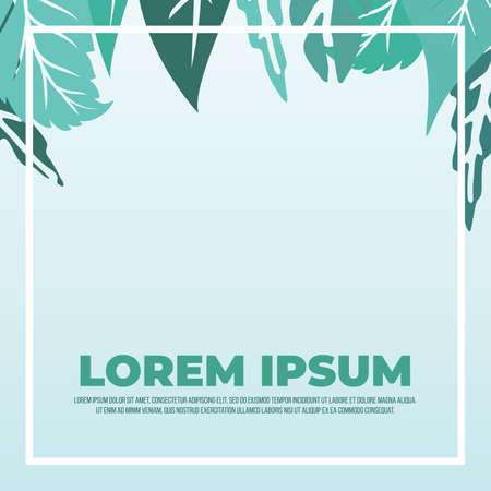 Green leaves illustrated background vector template, Tropical, Plant and Nature, Backgroundのイラスト素材