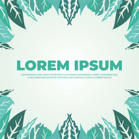 Green leaves illustrated background vector template, Tropical, Plant and Nature, Backgroundのイラスト素材