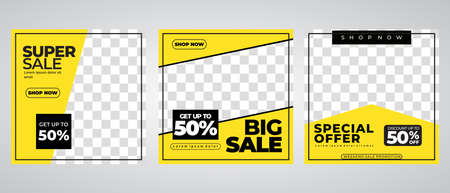 Set of editable modern square background template, Perfect for social media post.