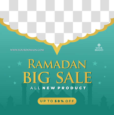 Ramadan Sale creative vector social media post template collection. Ramadan Sale Modern social media post feed. Perfect for social media post.のイラスト素材