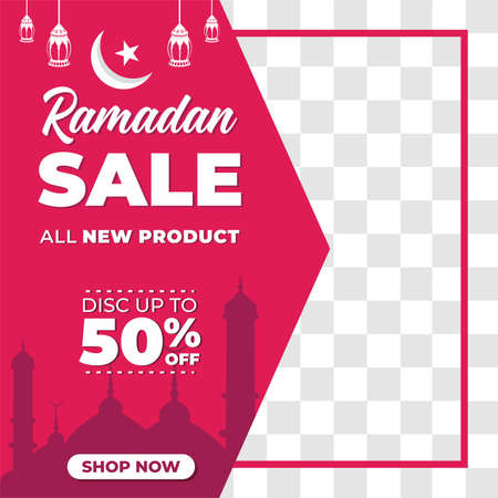Creative vector of Ramadan Sale social media post template collection. social media promotion for business. Social media post Ramadan discount template. Perfect for social media post.のイラスト素材