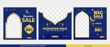 Ramadan post template, social media post template, Ramadan kareem sales banner template, vector illustration.のイラスト素材