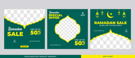 Ramadan post template, social media post template, Ramadan kareem sales banner template, vector illustration.のイラスト素材
