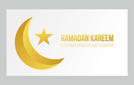 Ramadan Kareem with crescent and star vector illustration, ramadan karemm banner.のイラスト素材