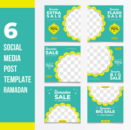 Ramadan Sale creative vector social media post template collection. Social Media Post for Online Shop themed Ramadhan Saleのイラスト素材