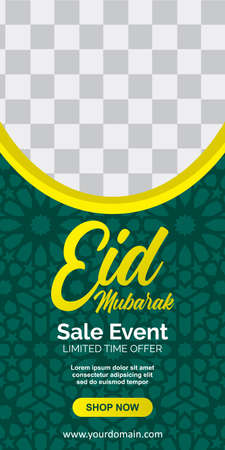 Social media banners set for Eid Mubarak. Social media ads, header or banner set of Eid Mubarak Sale, Eid Mubarak celebration.のイラスト素材