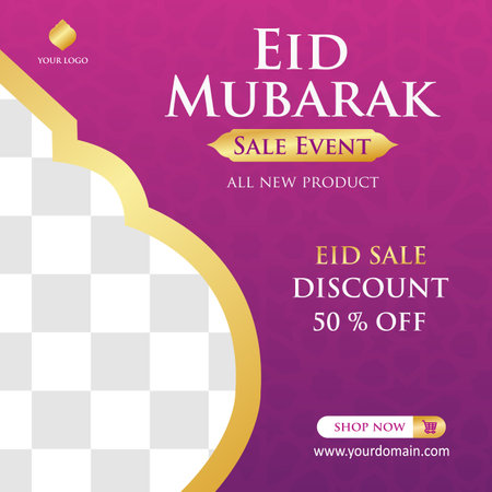 Eid Mubarak Sale creative vector social media post template . Eid Mubarak Sale Modern social media post feed. Perfect for social media post.のイラスト素材