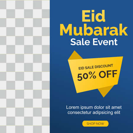 Eid Mubarak sale creative vector social media post template collection. Eid Mubarak Sale Modern social media post feed. Perfect for social media post.のイラスト素材