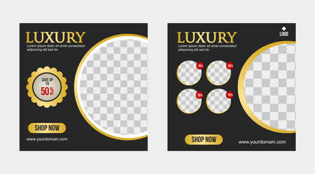 Set of Social media post template, Luxury social media template, Perfect for social media post, background and web internet ads.のイラスト素材