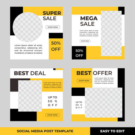 Set of editable modern square background template, Perfect for social media post , background and web internet ads.のイラスト素材